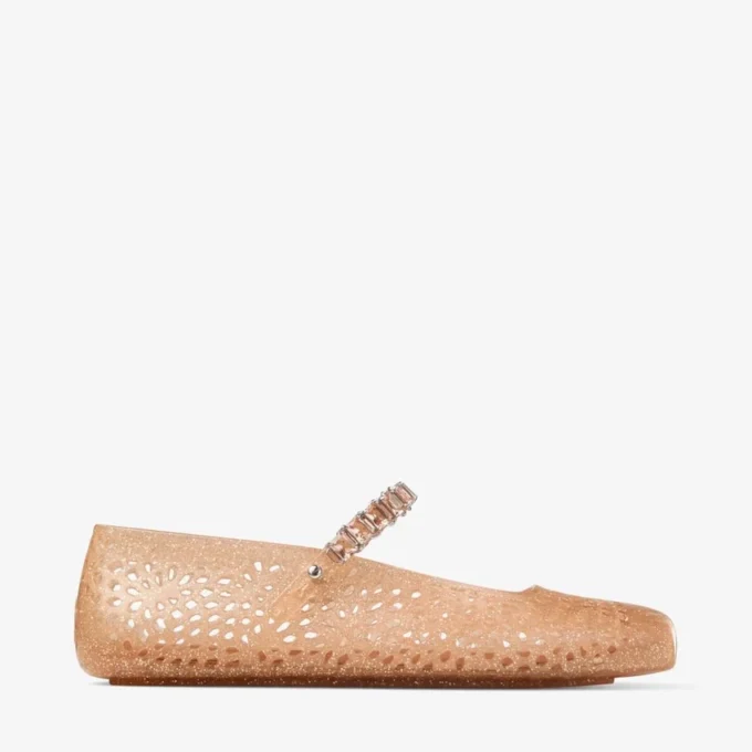 Ballerine Jelly Light Toffee con decorazioni in cristallo Ballerine Jelly Light Toffee con decorazioni in cristallo