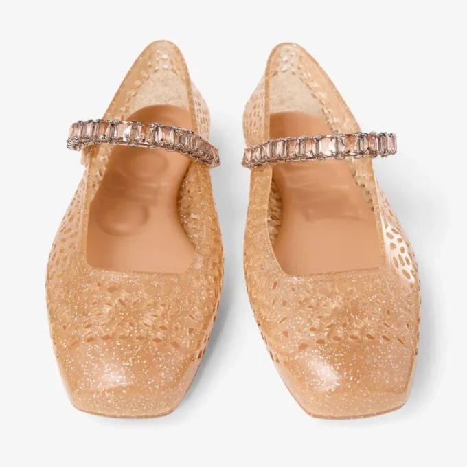 Ballerine Jelly Light Toffee con decorazioni in cristallo Ballerine Jelly Light Toffee con decorazioni in cristallo