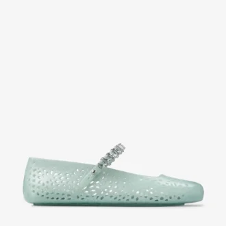 Ballerine Jelly Light Verde con decorazioni in cristallo