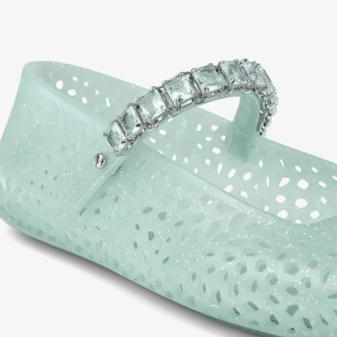 Ballerine Jelly Light Verde con decorazioni in cristallo Ballerine Jelly Light Verde con decorazioni in cristallo
