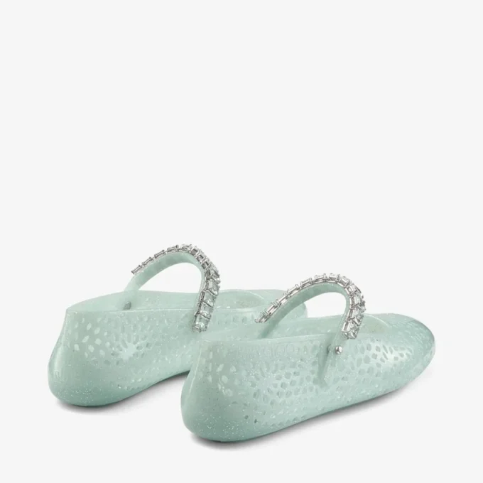 Ballerine Jelly Light Verde con decorazioni in cristallo Ballerine Jelly Light Verde con decorazioni in cristallo