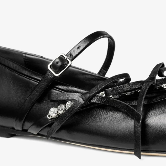 Ballerine Loli in nappa nera lucida con fiocchi in morbida pelle Ballerine Loli in nappa nera lucida con fiocchi in morbida pelle