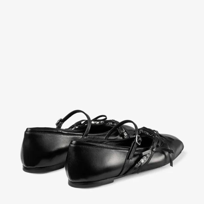 Ballerine Loli in nappa nera lucida con fiocchi in morbida pelle Ballerine Loli in nappa nera lucida con fiocchi in morbida pelle