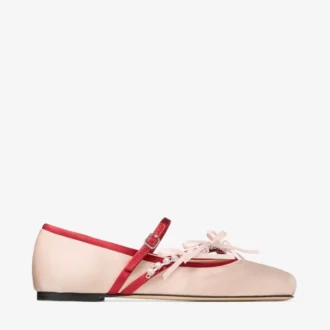 Ballerine Loli in raso color macaron e rosso rubino con fiocchi in raso