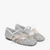 Ballerine Loli in tessuto glitterato argento e Macaron Powder con fiocchi in raso Ballerine Loli in tessuto glitterato argento e Macaron Powder con fiocchi in raso