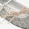 Ballerine Loli in tessuto glitterato argento e Macaron Powder con fiocchi in raso Ballerine Loli in tessuto glitterato argento e Macaron Powder con fiocchi in raso