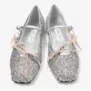 Ballerine Loli in tessuto glitterato argento e Macaron Powder con fiocchi in raso Ballerine Loli in tessuto glitterato argento e Macaron Powder con fiocchi in raso