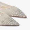 Ballerine Love Flat in rete bianca sfumata con cristalli Ballerine Love Flat in rete bianca sfumata con cristalli