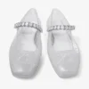 Ballerine trasparenti in gelatina con decorazioni in cristallo