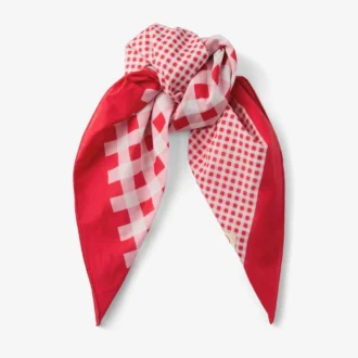 Bandana Sula in cotone con stampa a quadretti in rosso rubino