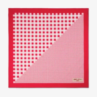 Bandana Sula in cotone con stampa a quadretti in rosso rubino