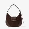 Bar Hobo Borsa a tracolla piccola in pelle scamosciata color cioccolato con rifiniture in pelle stile Biker Bar Hobo Borsa a tracolla piccola in pelle scamosciata color cioccolato con rifiniture in pelle stile Biker