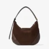 Bar Hobo Borsa a tracolla piccola in pelle scamosciata color cioccolato con rifiniture in pelle stile Biker Bar Hobo Borsa a tracolla piccola in pelle scamosciata color cioccolato con rifiniture in pelle stile Biker