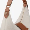 Bar Hobo Medium Borsa a tracolla in tela riciclata naturale e marrone chiaro con finiture in pelle Biker Bar Hobo Medium Borsa a tracolla in tela riciclata naturale e marrone chiaro con finiture in pelle Biker