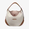 Bar Hobo Medium Borsa a tracolla in tela riciclata naturale e marrone chiaro con finiture in pelle Biker Bar Hobo Medium Borsa a tracolla in tela riciclata naturale e marrone chiaro con finiture in pelle Biker
