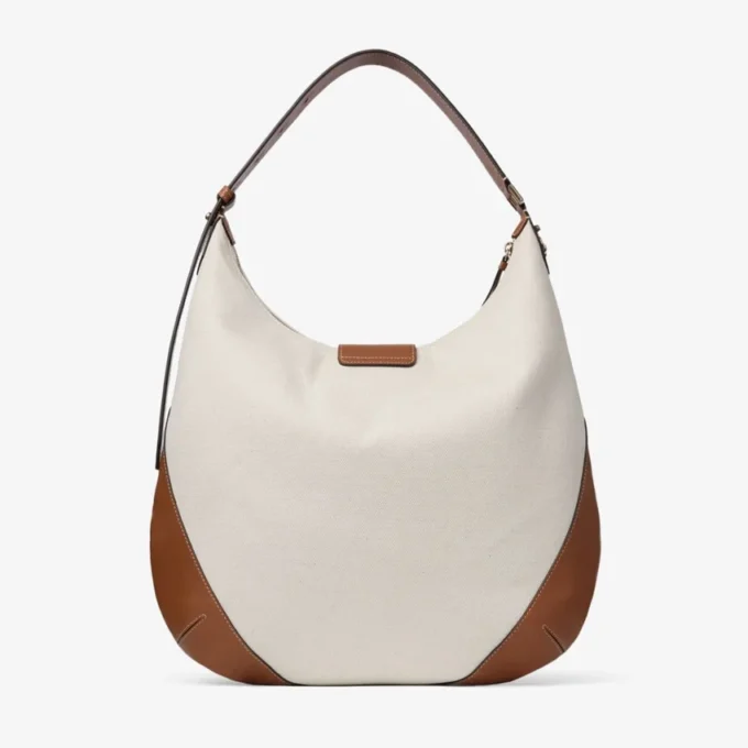 Bar Hobo Medium Borsa a tracolla in tela riciclata naturale e marrone chiaro con finiture in pelle Biker Bar Hobo Medium Borsa a tracolla in tela riciclata naturale e marrone chiaro con finiture in pelle Biker