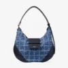 Bar Hobo Small Borsa a tracolla in tessuto denim a trama incrociata color blu navy con finiture in pelle stile Biker Bar Hobo Small Borsa a tracolla in tessuto denim a trama incrociata color blu navy con finiture in pelle stile Biker