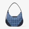 Bar Hobo Small Borsa a tracolla in tessuto denim a trama incrociata color blu navy con finiture in pelle stile Biker Bar Hobo Small Borsa a tracolla in tessuto denim a trama incrociata color blu navy con finiture in pelle stile Biker