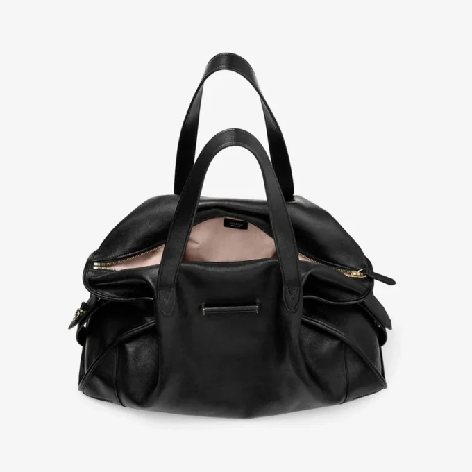 Bar Holdall Borsa da viaggio grande in pelle Biker nera Bar Holdall Borsa da viaggio grande in pelle Biker nera