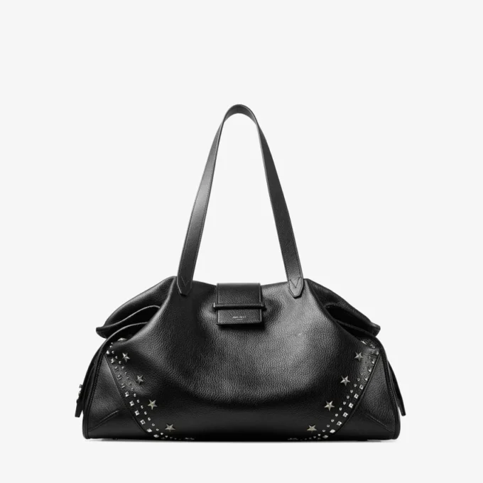 Bar Holdall Large: borsa tote nera in morbida pelle di vitello martellata con stelle in rilievo Bar Holdall Large: borsa tote nera in morbida pelle di vitello martellata con stelle in rilievo