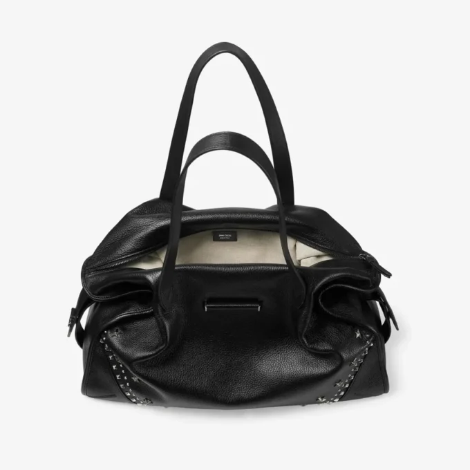 Bar Holdall Large: borsa tote nera in morbida pelle di vitello martellata con stelle in rilievo Bar Holdall Large: borsa tote nera in morbida pelle di vitello martellata con stelle in rilievo