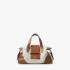 Bar Holdall Small Borsa da viaggio in tela riciclata naturale e marrone chiaro con finiture in pelle Biker Bar Holdall Small Borsa da viaggio in tela riciclata naturale e marrone chiaro con finiture in pelle Biker