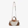 Bar Holdall Small Borsa da viaggio in tela riciclata naturale e marrone chiaro con finiture in pelle Biker Bar Holdall Small Borsa da viaggio in tela riciclata naturale e marrone chiaro con finiture in pelle Biker