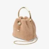 Borsa a secchiello Bon Bon color caramello con manico in metallo Borsa a secchiello Bon Bon color caramello con manico in metallo