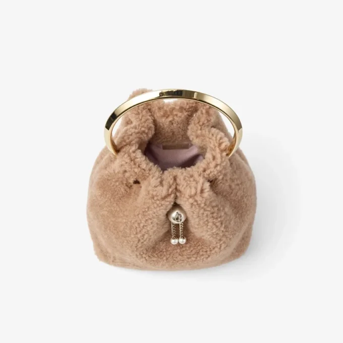 Borsa a secchiello Bon Bon color caramello con manico in metallo Borsa a secchiello Bon Bon color caramello con manico in metallo
