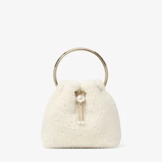 Borsa a secchiello Bon Bon in pelle naturale con manico in metallo