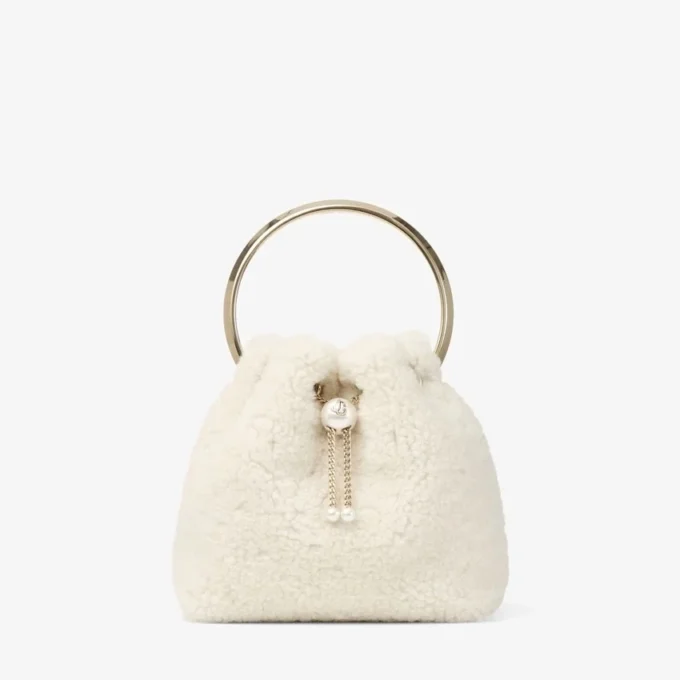 Borsa a secchiello Bon Bon in pelle naturale con manico in metallo Borsa a secchiello Bon Bon in pelle naturale con manico in metallo