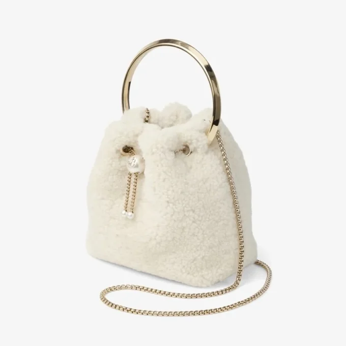 Borsa a secchiello Bon Bon in pelle naturale con manico in metallo Borsa a secchiello Bon Bon in pelle naturale con manico in metallo