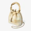 Borsa a secchiello Bon Bon in pelle tie-dye mix naturale con manico scolpito Borsa a secchiello Bon Bon in pelle tie-dye mix naturale con manico scolpito