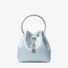 Borsa a secchiello Bon Bon in raso blu ghiaccio Borsa a secchiello Bon Bon in raso blu ghiaccio