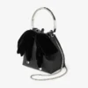 Borsa a secchiello Bon Bon in raso nero con fiocco in velluto Borsa a secchiello Bon Bon in raso nero con fiocco in velluto