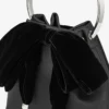 Borsa a secchiello Bon Bon in raso nero con fiocco in velluto Borsa a secchiello Bon Bon in raso nero con fiocco in velluto