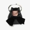Borsa a secchiello Bon Bon in raso nero con fiocco in velluto Borsa a secchiello Bon Bon in raso nero con fiocco in velluto
