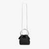 Borsa a secchiello Bon Bon in raso nero con fiocco in velluto Borsa a secchiello Bon Bon in raso nero con fiocco in velluto