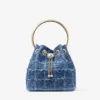 Borsa a secchiello Bon Bon in tessuto denim a trama incrociata Borsa a secchiello Bon Bon in tessuto denim a trama incrociata
