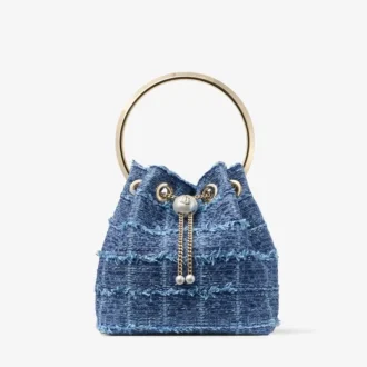 Borsa a secchiello Bon Bon in tessuto denim a trama incrociata Borsa a secchiello Bon Bon in tessuto denim a trama incrociata