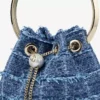 Borsa a secchiello Bon Bon in tessuto denim a trama incrociata Borsa a secchiello Bon Bon in tessuto denim a trama incrociata