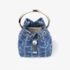 Borsa a secchiello Bon Bon in tessuto denim a trama incrociata Borsa a secchiello Bon Bon in tessuto denim a trama incrociata