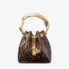 Borsa a secchiello Bon Bon trasparente tartarugata con manico scolpito Borsa a secchiello Bon Bon trasparente tartarugata con manico scolpito