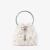 Borsa a secchiello in raso avorio Bon Bon con ricamo a petali Borsa a secchiello in raso avorio Bon Bon con ricamo a petali
