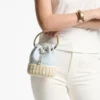 Borsa a secchiello in tela screziata e vimini Bon Bon Riviera Blue Mix Borsa a secchiello in tela screziata e vimini Bon Bon Riviera Blue Mix