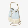 Borsa a secchiello in tela screziata e vimini Bon Bon Riviera Blue Mix Borsa a secchiello in tela screziata e vimini Bon Bon Riviera Blue Mix