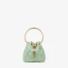 Borsa a secchiello mini Micro Bon Bon in raso verde e pizzo jimmy choo Borsa a secchiello mini Micro Bon Bon in raso verde e pizzo jimmy choo