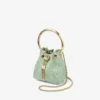 Borsa a secchiello mini Micro Bon Bon in raso verde e pizzo jimmy choo Borsa a secchiello mini Micro Bon Bon in raso verde e pizzo jimmy choo