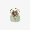 Borsa a secchiello mini Micro Bon Bon in raso verde e pizzo jimmy choo Borsa a secchiello mini Micro Bon Bon in raso verde e pizzo jimmy choo