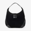 Borsa a tracolla Bar Hobo Large in pelle scamosciata nera con finiture in pelle stampata serpente lucida Borsa a tracolla Bar Hobo Large in pelle scamosciata nera con finiture in pelle stampata serpente lucida
